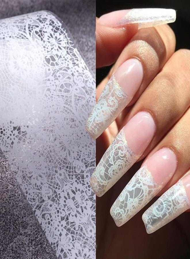 KZBTRBT Holographic Nail Foil Transfer Stickers Black White Lace Laser Foils for kit - Nail Art Supplies Starry Paper Designs for Acrylic Decorations Women Finger Toe DIY Manicure Wraps Nail Decor 10Sheets - Image 3