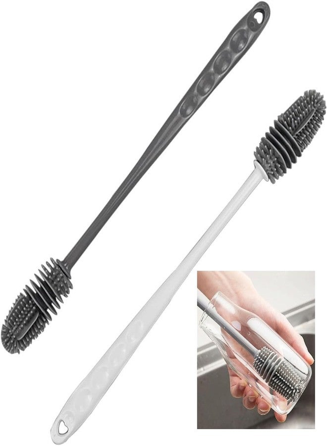 ALN® Bottle Cleaning Brush for Baby Bottle, Water Bottle, Containers, Vase and Glass, Bottle Cleaner for Home and Kitchen Accessories Silicone Long Handle Multipurpose Cleaning (Pack of 2) - Image 1