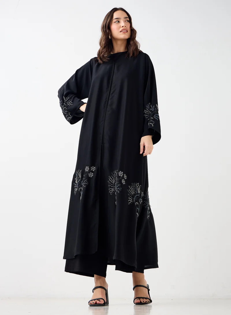 هدية المدينة  Black Embellished Abaya - HM