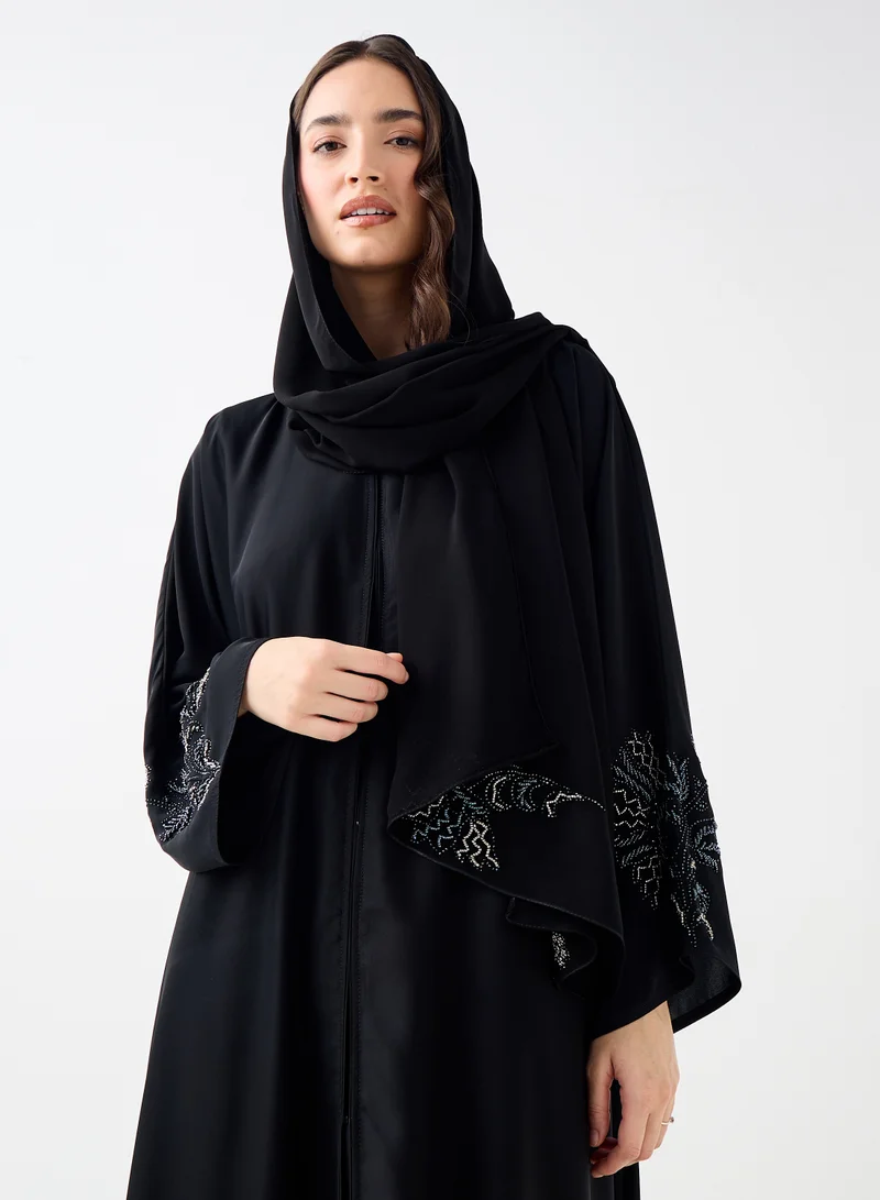 هدية المدينة  Black Embellished Abaya - HM