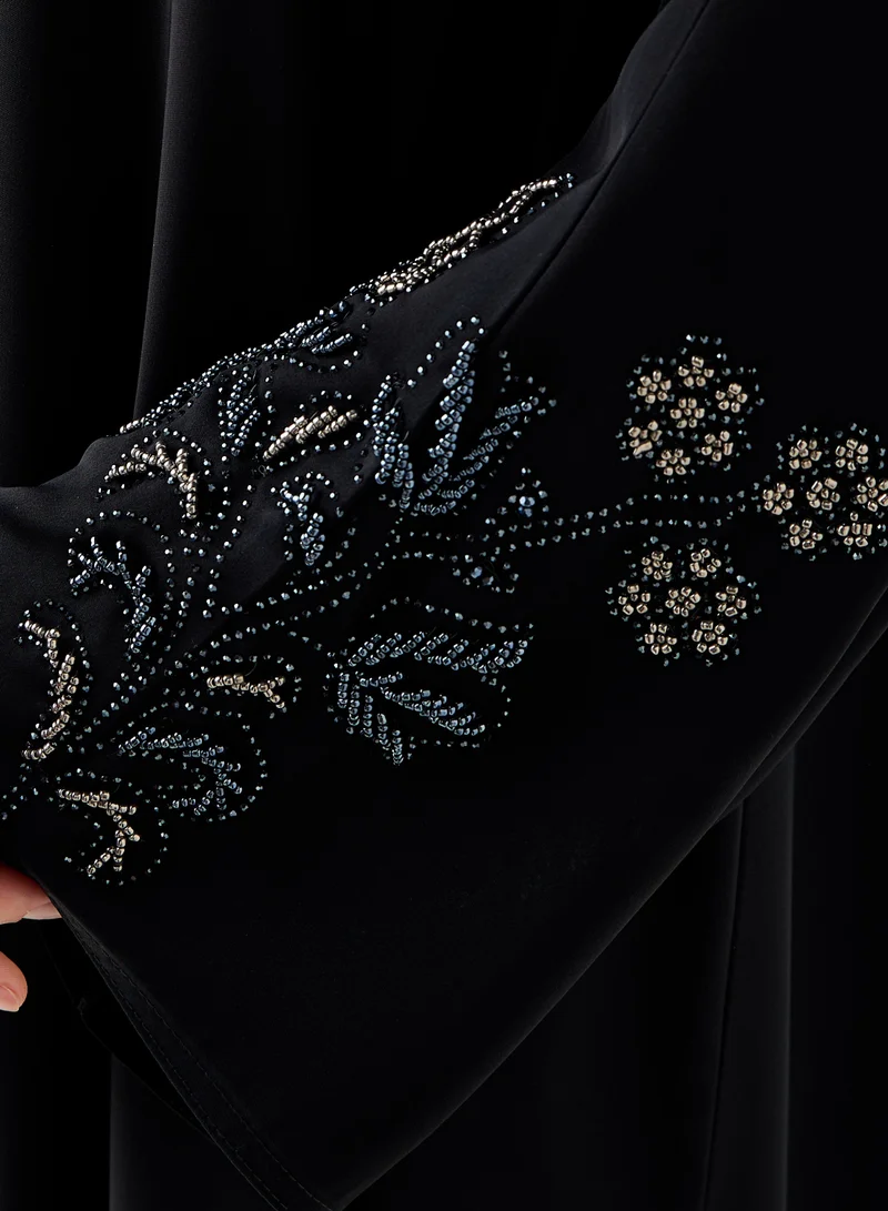 Hadiyath Al Madinah Black Embellished Abaya - HM