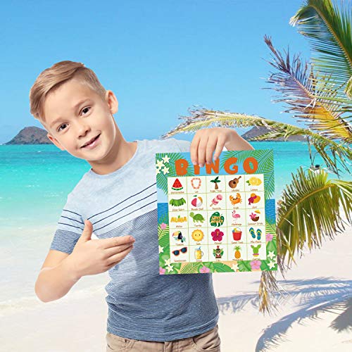 WATINC 41pcs Hawaiian Bingo Game Tropical Summer Party Games with 24 Players Hawaiian Bingo Cards for Kids School Classroom Party Supplies Activity Luau Party Favors Gifts for Kids Toddlers - Image 5
