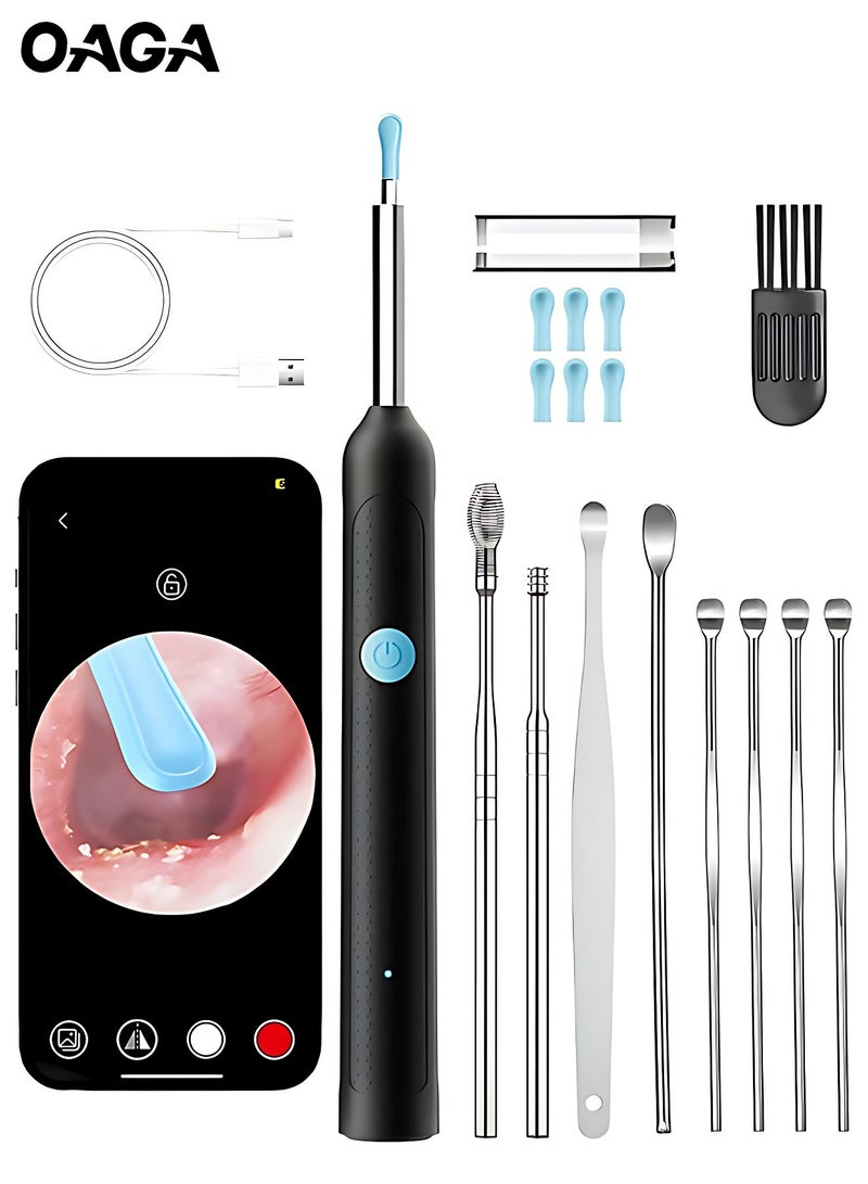 OAGA HD Camera Ear Wax Remover Kit – Otoscope with Light, 8 Picks & 6 Scoops for iOS/Android - Image 1