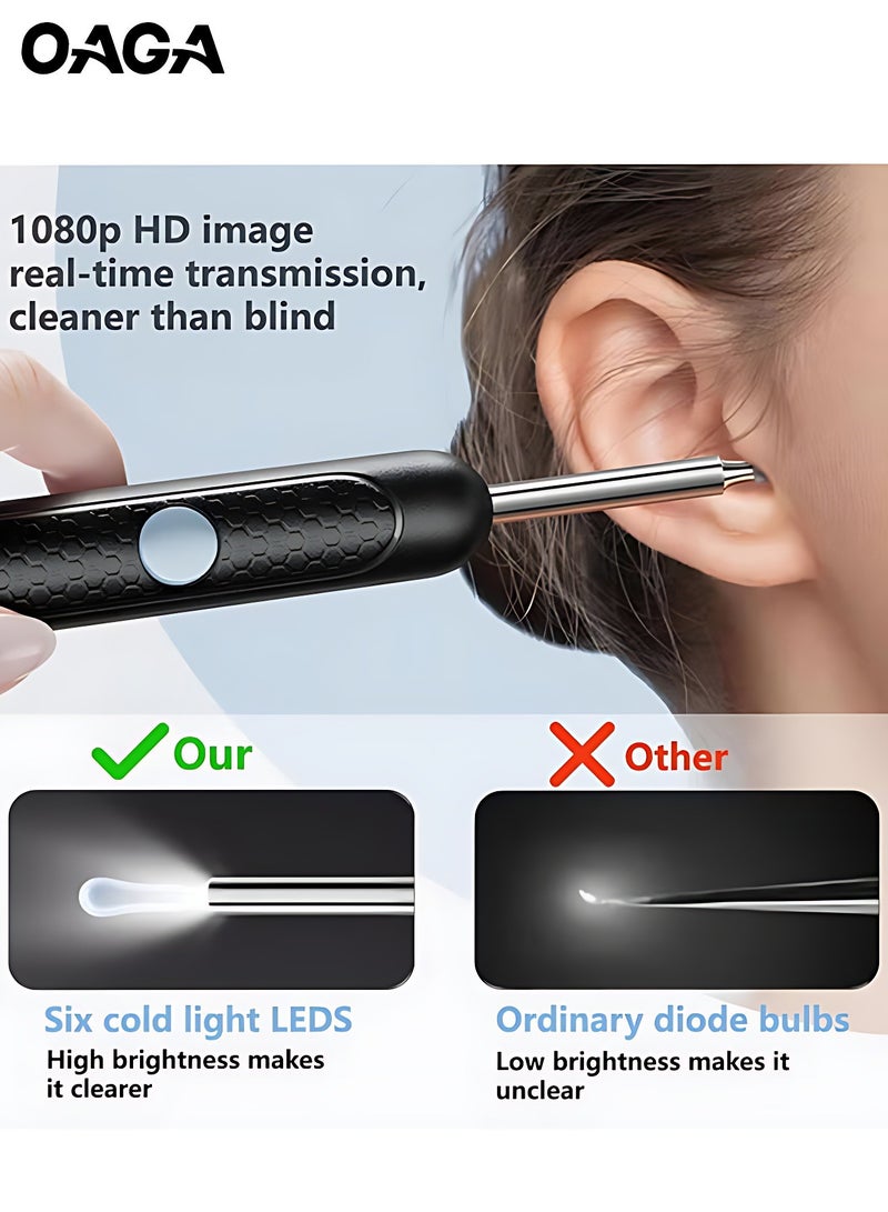 OAGA HD Camera Ear Wax Remover Kit – Otoscope with Light, 8 Picks & 6 Scoops for iOS/Android - Image 3