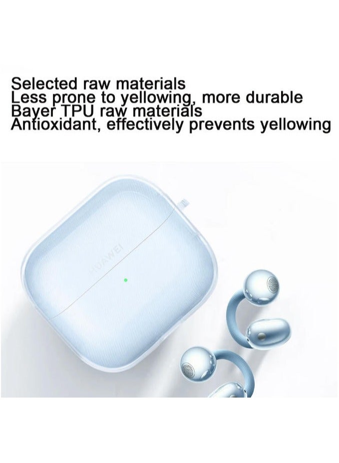 QIRG غطاء حالة لسماعات هواوي فري كليب 2، غطاء واقي ناعم شفاف من TPU مع سلسلة مفاتيح ومجموعة تنظيف للنساء والرجال، جلد مضاد للصدمات، شفاف - Image 5