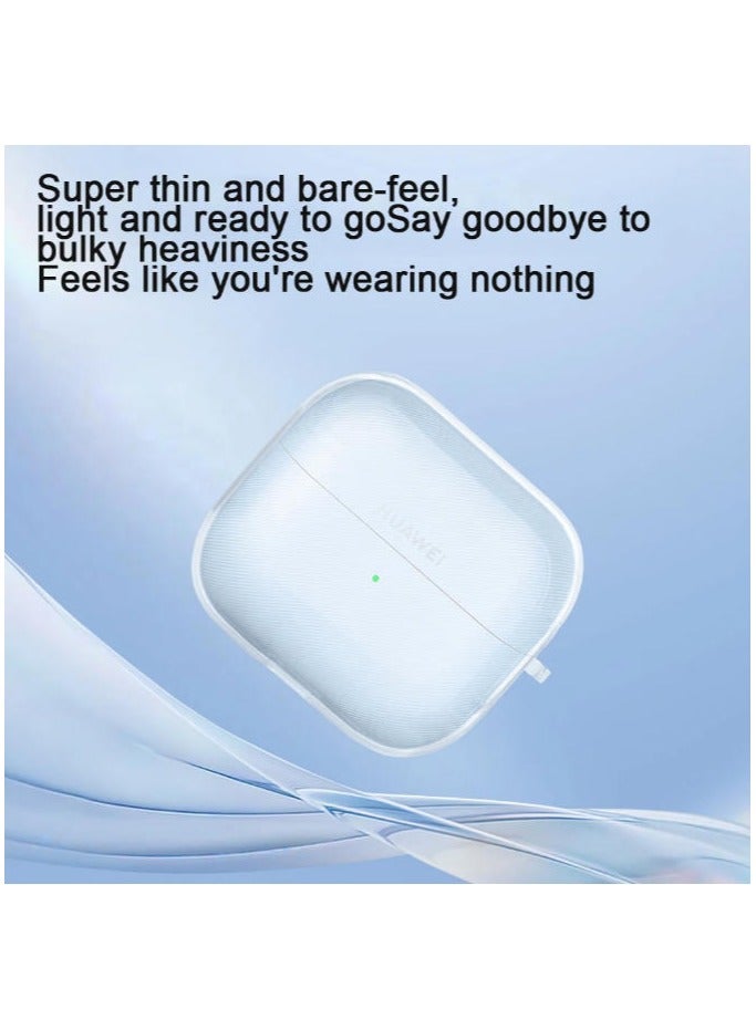 QIRG غطاء حالة لسماعات هواوي فري كليب 2، غطاء واقي ناعم شفاف من TPU مع سلسلة مفاتيح ومجموعة تنظيف للنساء والرجال، جلد مضاد للصدمات، شفاف - Image 4