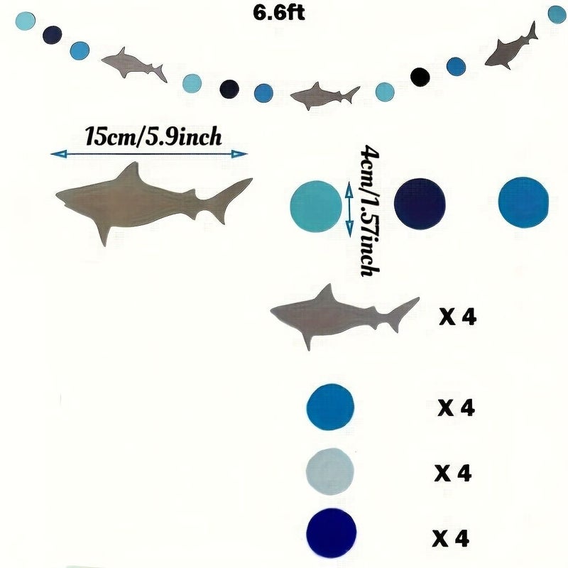 2pcs Shark Banner Garland Sea Animals Summer Beach Pool Hawaiian Theme Birthday Party Decor - Image 3