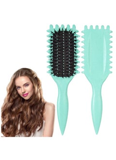 Bounce Curl Defining Brush,Best Curl Define Styling Brush For Curly Hair,Curly Hair Brush,Combing And Shaping Curls For Women,Reduce Pulling And Curl Separation For Defined Curls Green
