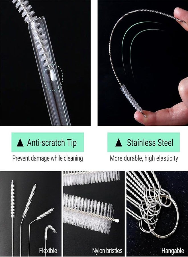 BowieMall Straw Cleaning Brush Stainless Steel Nylon Cleaner Brushes for Long Straw with Tiny Brush for Straw Sipper (Pack of 10) - Image 2