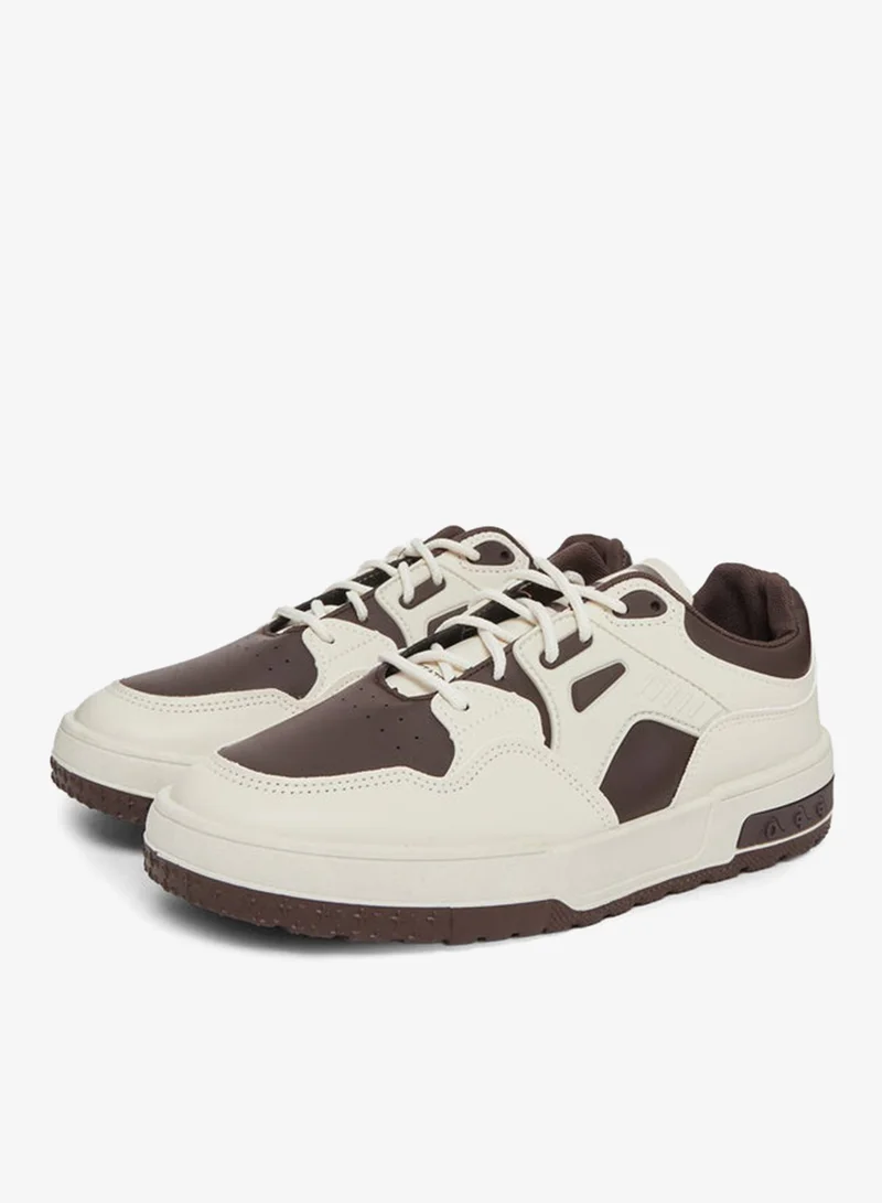 Styli Off-White Panelled Lace Up Sneakers