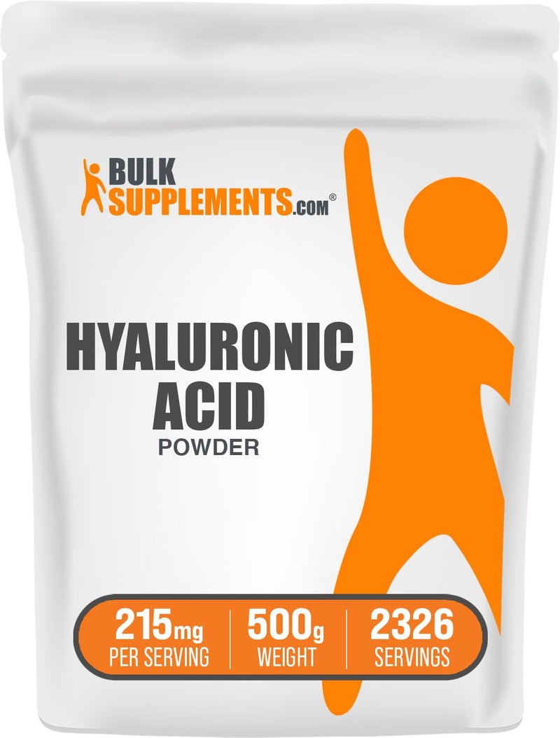 BulkSupplementscom Hyaluronic Acid Powder as Sodium Hyaluronate Hyaluronic Acid Supplements Food Grade Gluten Free 215mg per Serving 500g 11 lbs Pack of 1