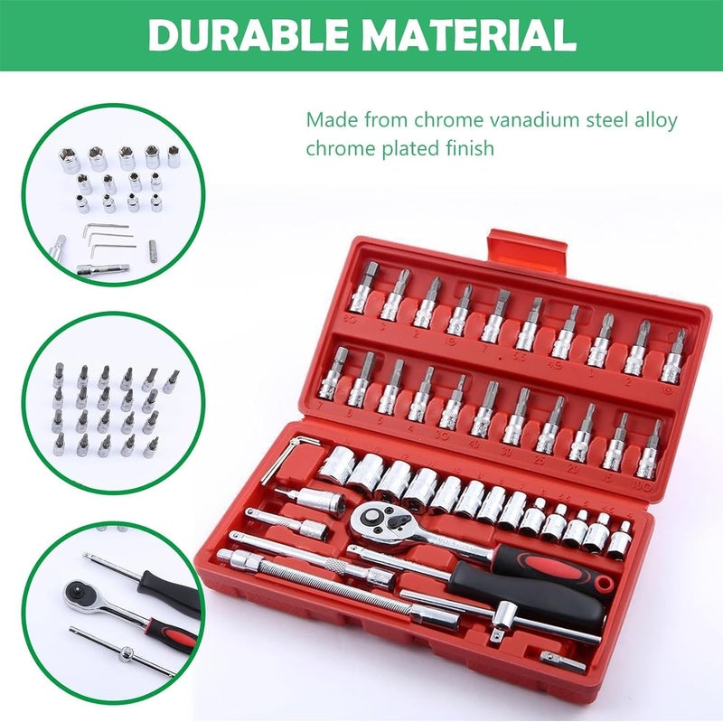 ESTAMINE 46 In 1 Pcs Torx Tool Kit Screwdriver 14 Square Drive Metric Socket Set Extension Bar And Adapter For Bike Car Repairs - Image 4