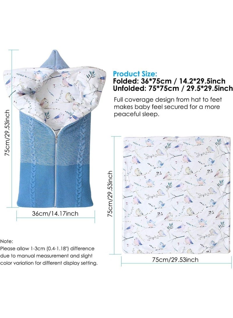 طفل حديث الولادة Swaddle بطانية متعددة الوظائف عربة لف حصيرة نوم سميكة كيس نوم دافئ بطانية ناعمة سميكة الصوف دافئة كيس نوم حديث الولادة للطفل الأولاد البنات - Image 2