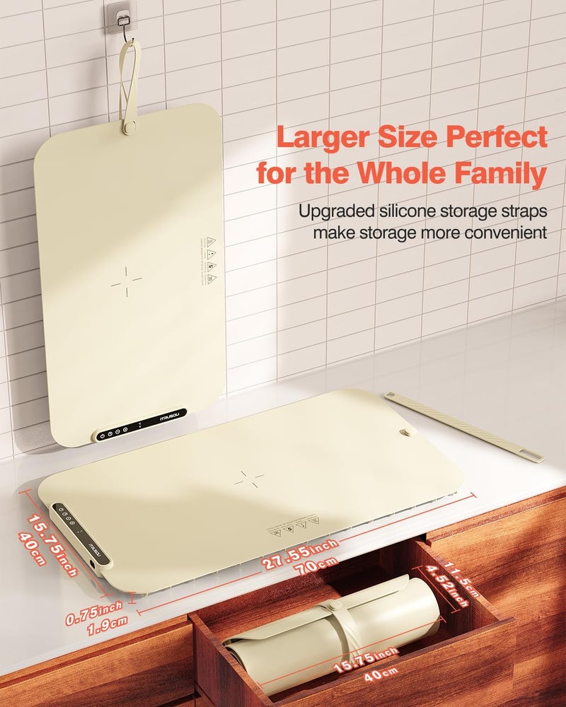itrusou Food Warming Mat, 27.5x16'' Electric Warming Tray with 7 Temp-Settings, 1-99h Flexible Timer, Switchable °F/°C, Rollable Food Warmer Keep Food Warm at Buffet, Party, Sabbath, Daily Use - Image 5