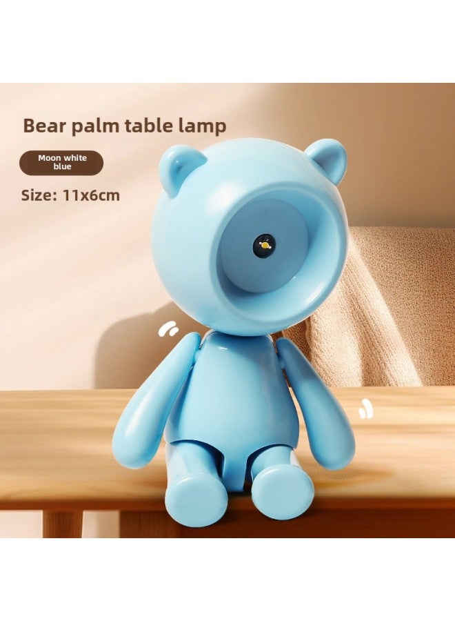 Creative Mini LED Small Table Lamp Foldable Student House Lamp Warm Color Eye Protection Reading Table Lamp With Clip-Color:Bear Table Lamp Moon White Blue  - Image 1