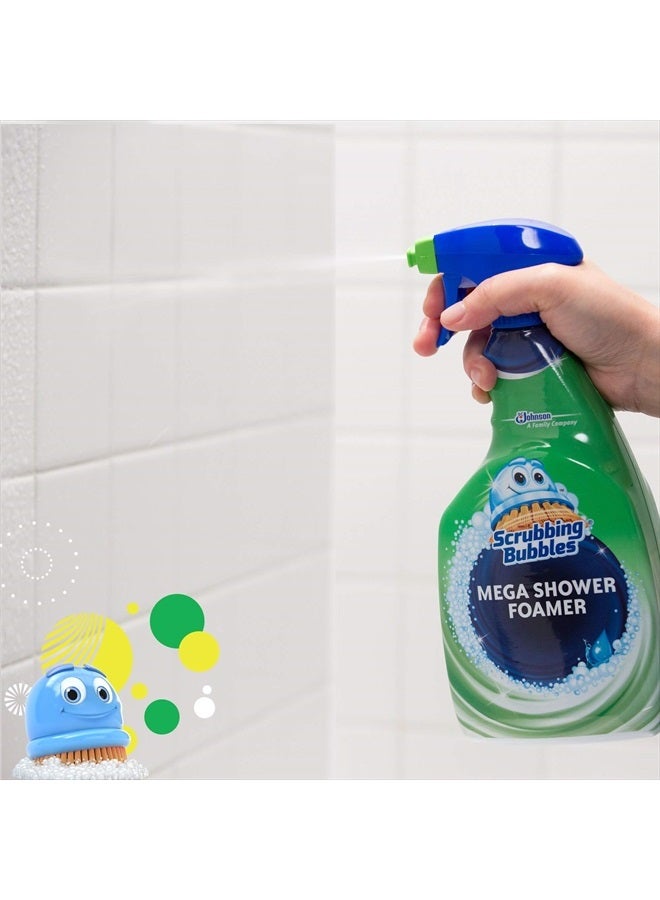 Scrubbing Bubbles Mega Shower Foamer Disinfecting Spray, Multi-Surface Bathroom and Tile Cleaner Grime Fighter, Removes 100% Soap Scum, Rainshower Scent, 32 oz - Image 5