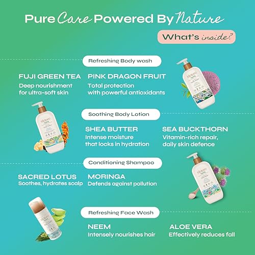 Tikitoro Teens Natural Bath Set Combo: Offer Pack - 300ml x 3 & 100ml x 1, Nourishing Body Wash, Conditioning Shampoo, Refreshing Face Wash & Hydrating Body Lotion. 100% Vegan, Age: 11 + Years. - Image 3