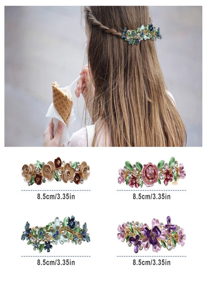 SING F LTD 4PCS French Barrettes Elegant Flower Design Metal Hair Clip Hair Decorations Clasps Headpiece Hair Pin Gift for Women Girls Bridal Bridesmaid - Image 3