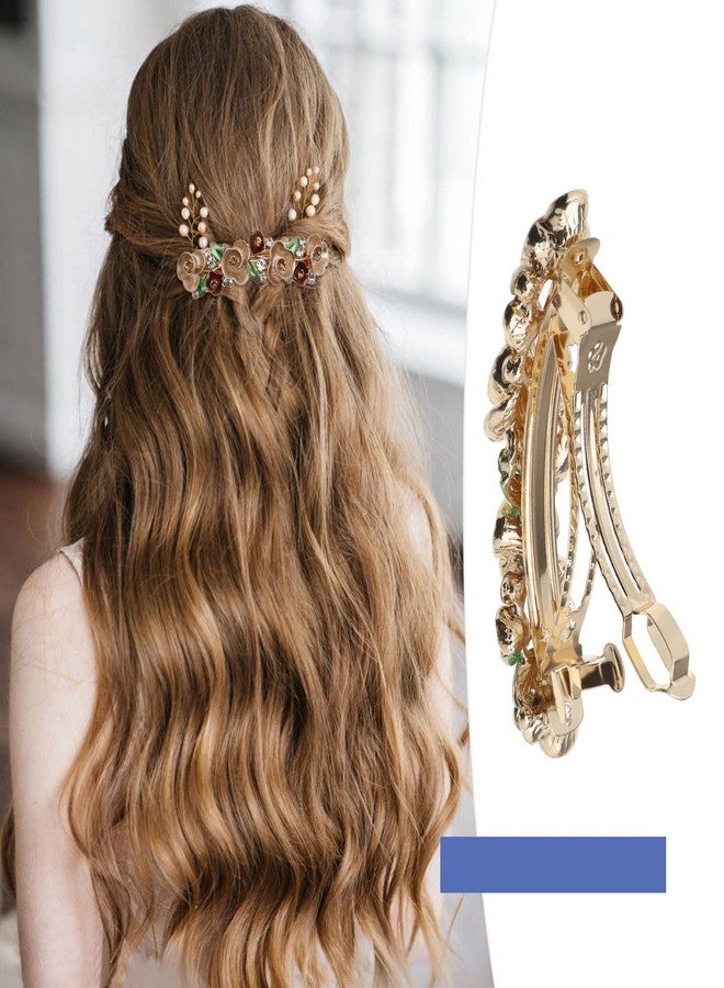 SING F LTD 4PCS French Barrettes Elegant Flower Design Metal Hair Clip Hair Decorations Clasps Headpiece Hair Pin Gift for Women Girls Bridal Bridesmaid - Image 2