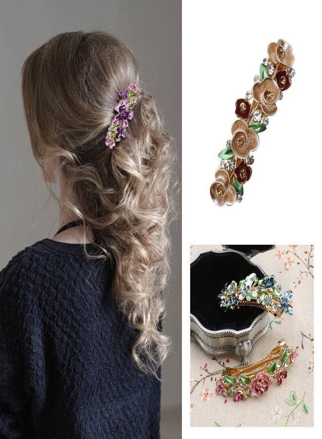 SING F LTD 4PCS French Barrettes Elegant Flower Design Metal Hair Clip Hair Decorations Clasps Headpiece Hair Pin Gift for Women Girls Bridal Bridesmaid - Image 4