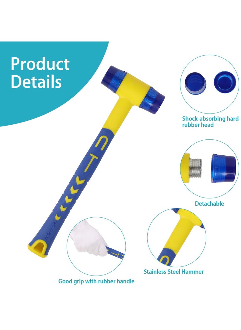 SYOSI Rubber Mallet, 33mm Double Faced Soft Hammer with Ergonomic Anti-Slip Handle for Jewelry Leather Crafts Woodworking Camping  - Image 3