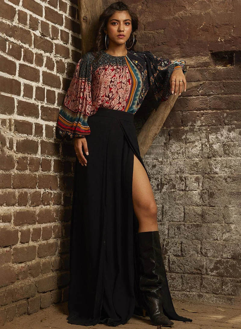 Bhanuni By Jyoti  HAZEL WOOD AND PINE GREEN Embroidered TOP for Women | Best Price UAE