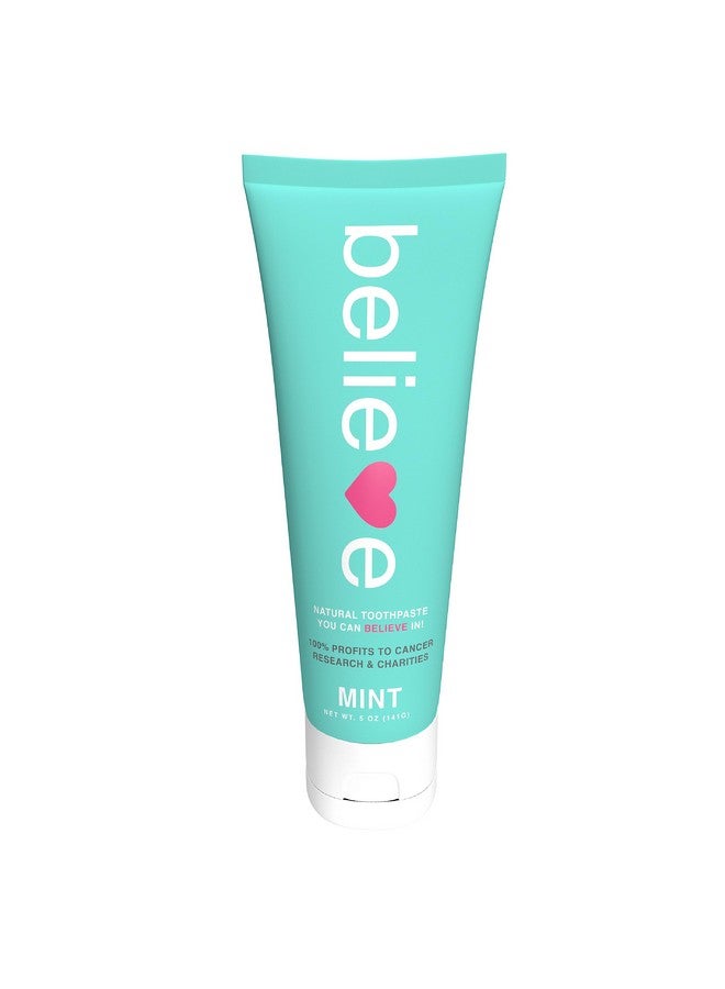 Believe Oral Care, 100% of Profits Donated to Cancer Research, Mint Toothpaste, 5 OZ Tube | Whitens, Soothes, Freshens | All Natural, Gluten Free, Vegan, GMO Free, Fluoride Free, SLS Free - Image 1