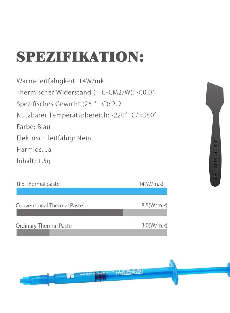 Thermalright TF8 EX High Performance Thermal Compound 1.5 Grams 14W/mK High Durability Easy to Apply New Improved CPU Cooling Paste for All Heatsink CPU Coolers with Application Tool - Image 4