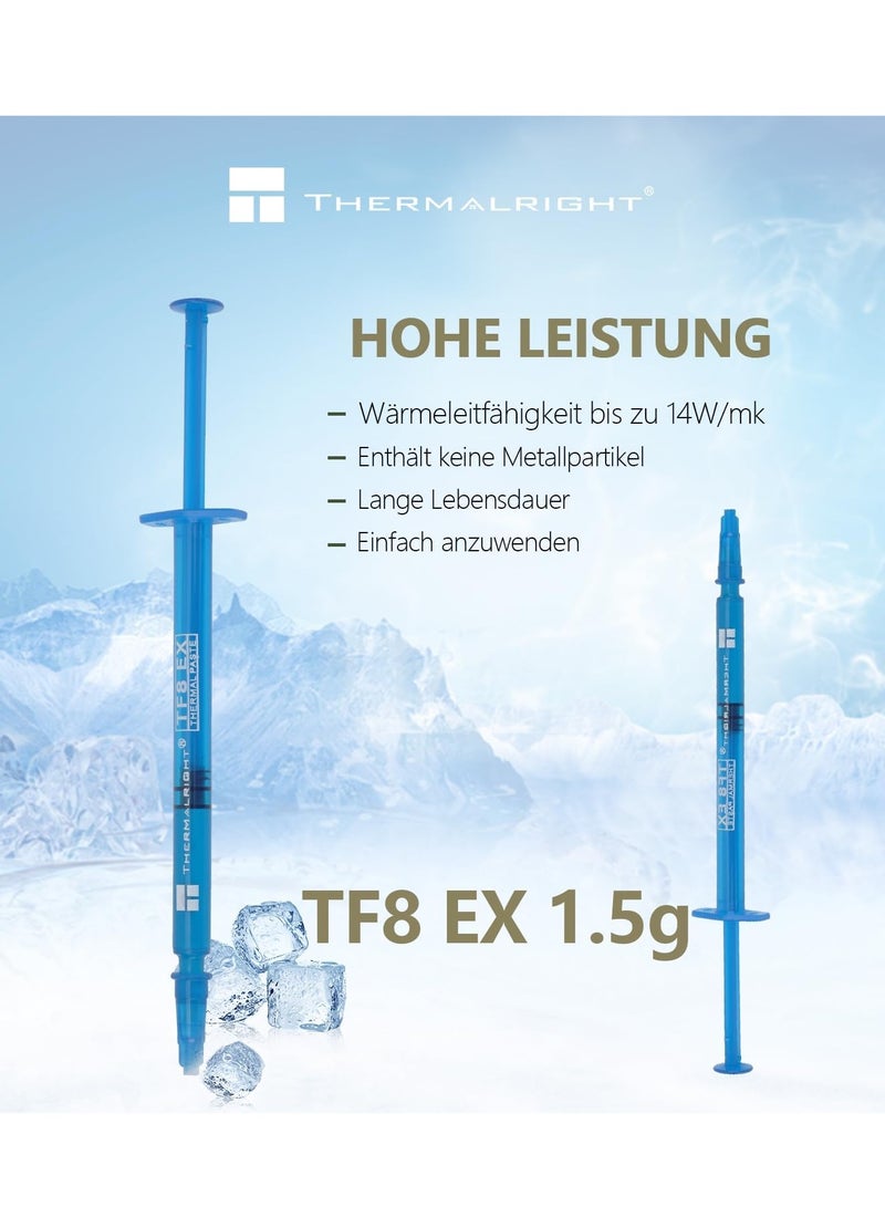 Thermalright TF8 EX High Performance Thermal Compound 1.5 Grams 14W/mK High Durability Easy to Apply New Improved CPU Cooling Paste for All Heatsink CPU Coolers with Application Tool - Image 2