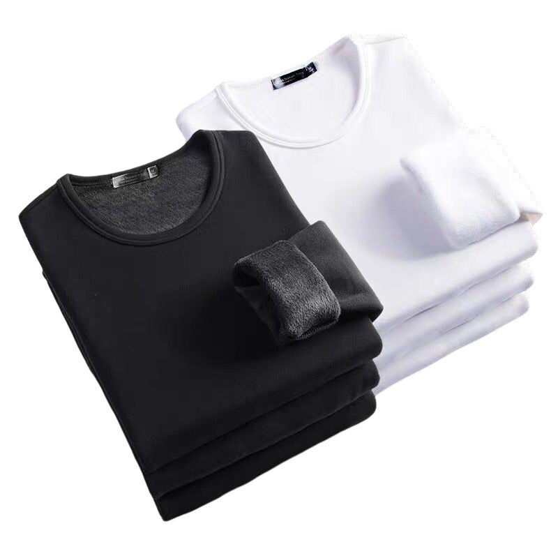 Mens Thickened Warm Long Sleeve T-Shirt White  - Image 4
