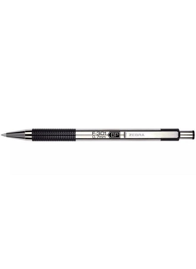 ZEBRA ZEBRA F-301 Ballpoint Retractable Pen, Black Ink, Fine Point Tip, 9 Pens per Pack Refillable Pens with Refill 0.7 mm Stainless Steel  - Image 2