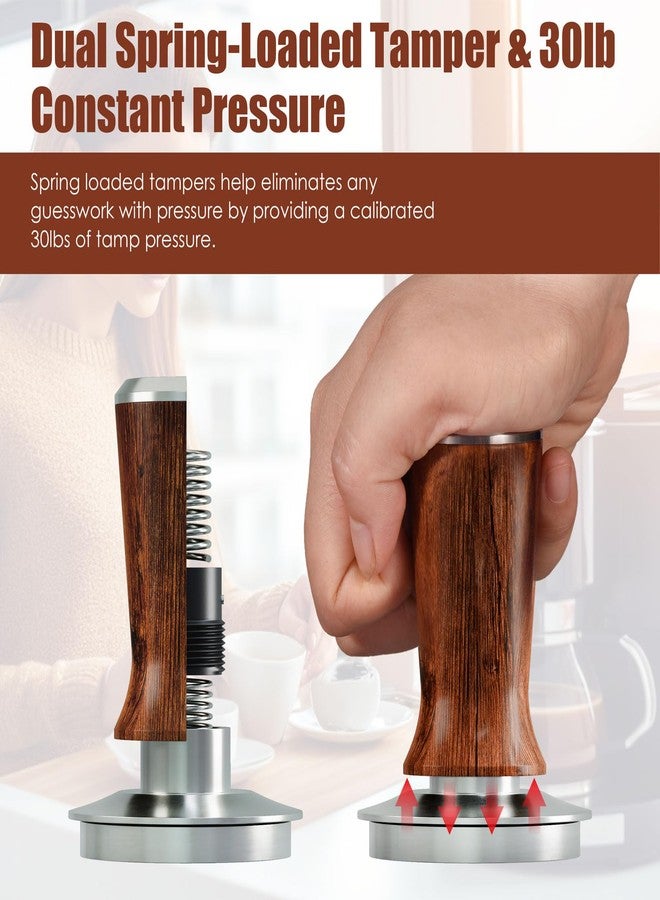 MATOW 53.3mm Espresso Hand Tamper, MATOW Calibrated Spring Loaded Coffee Tamper with Stainless Steel Ripple Base, 30lbs Espresso Tamper with Red Rosewood Handle Compatible with Breville 54mm Portafilter - Image 3