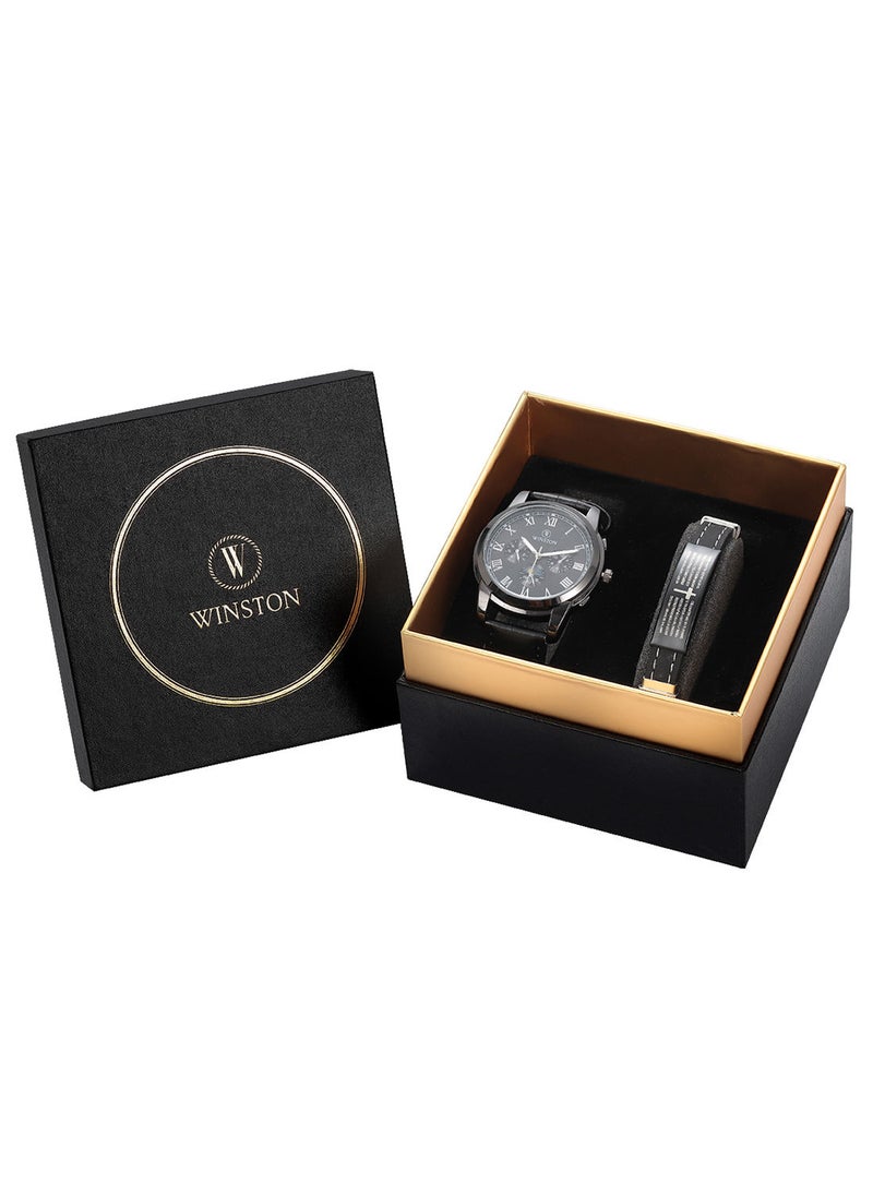 WINSTON - Leather Analog Watch Set WWT6815 - Image 1
