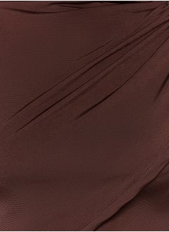 trendyol Dark Brown High Collar Draped Crop Blouse TWOAW24BZ00164  - Image 3