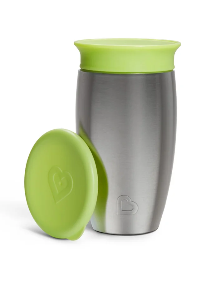 Munchkin Miracle 360 Stainless Steel Insulated Double Walled Toddler Cup, 10 Oz, Keeps Drink Cool For Up To 15 Hours, 12 Months+ Green
