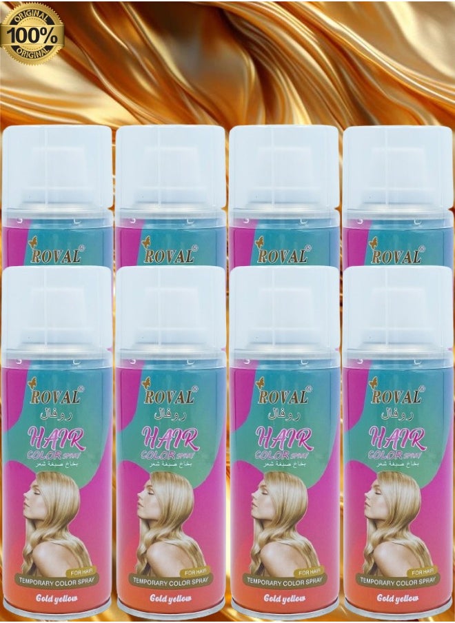 ROVAL - 8 Pieces Roval Temporary Hair Color Spray Gold Yellow 125ml - Image 1