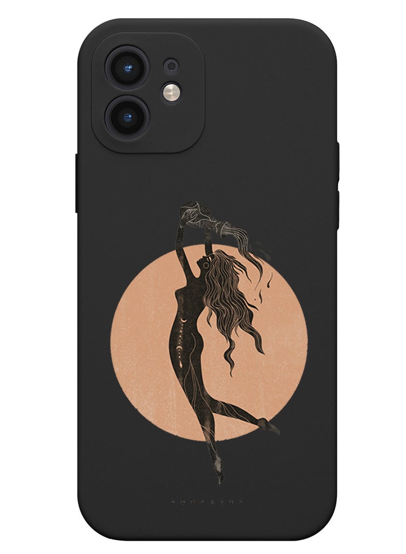 Theodor Protective Slim Fit Case Liquid Silicone Cover with Full Body Protection Anti-Scratch Shockproof Case For iPhone 12 Black  - aries - Image 1