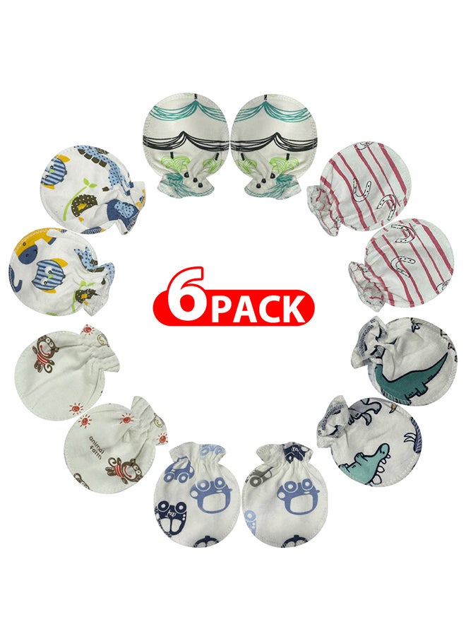 MARGOUN 6 Packs Newborn Baby Mittens Anti Scratch Baby Mittens No Scratch Mittens Baby Gloves for 0-6 Months Boys Girls Multicolour  - Image 1