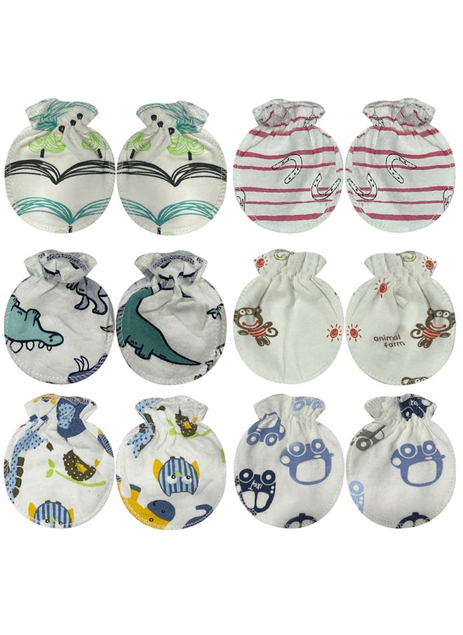 MARGOUN 6 Packs Newborn Baby Mittens Anti Scratch Baby Mittens No Scratch Mittens Baby Gloves for 0-6 Months Boys Girls Multicolour  - Image 2