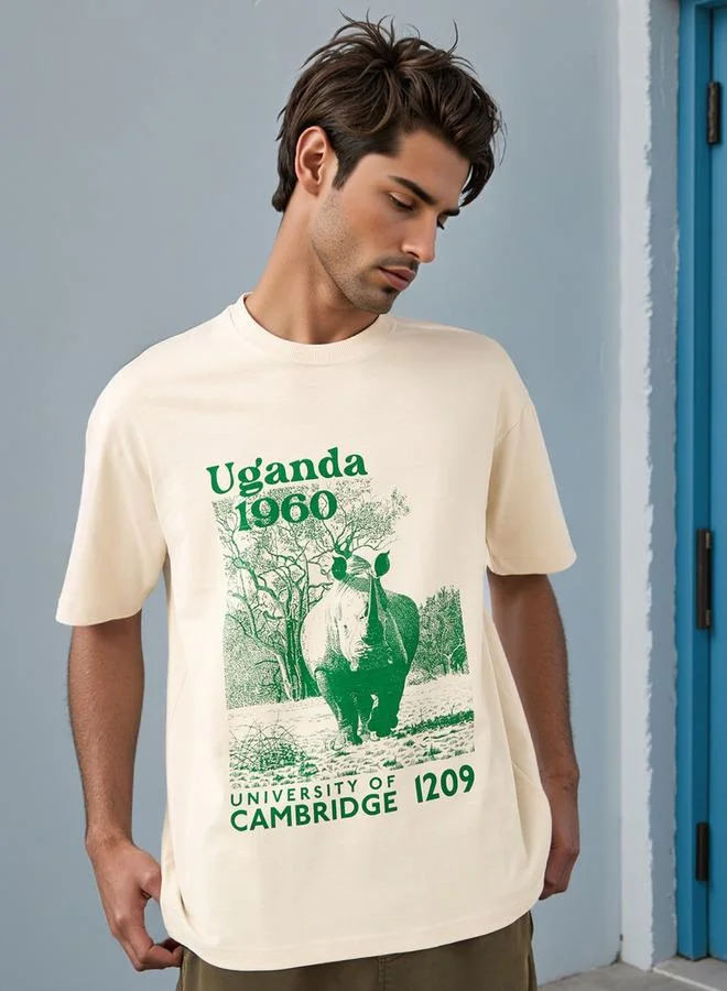 سبلاش فيڤ تيشيرت بطباعة جرافيك بياقة دائرية