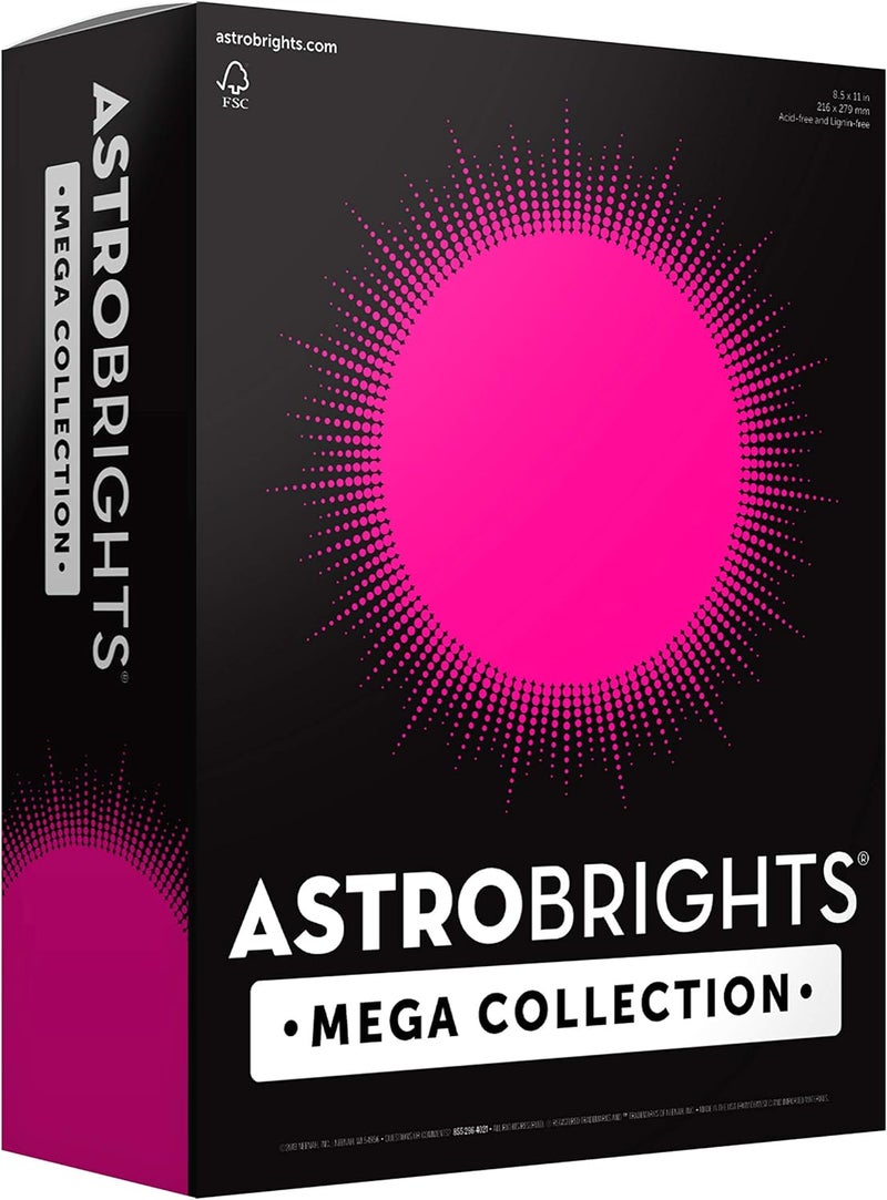 Astrobrights Mega Collection, Colored Cardstock, Ultra Pink, 320 Sheets, 65 lb/176 gsm, 8.5" x 11" - MORE SHEETS! (91680) - Image 1