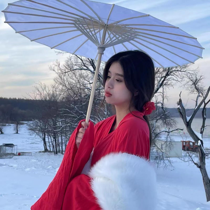 Bestage 32" Decoration Chinese Japanese Handmade Cloth Parasol Umbrella,White Decoration Asian DIY Art Dance Classical Umbrella for Wedding Parties Photography Costumes Cosplayï¼ˆ1 PCS - Image 3