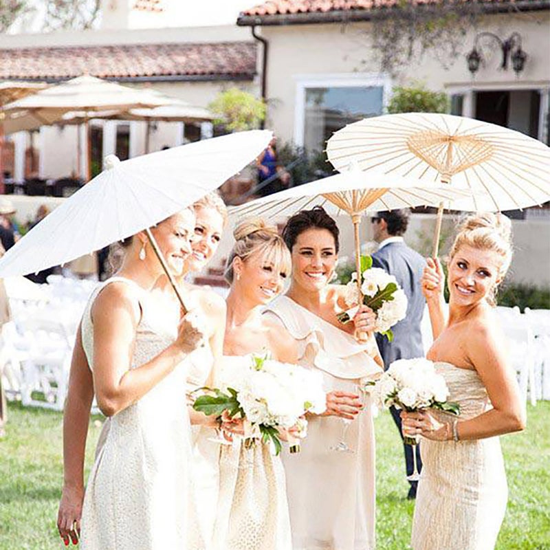 Bestage 32" Decoration Chinese Japanese Handmade Cloth Parasol Umbrella,White Decoration Asian DIY Art Dance Classical Umbrella for Wedding Parties Photography Costumes Cosplayï¼ˆ1 PCS - Image 5
