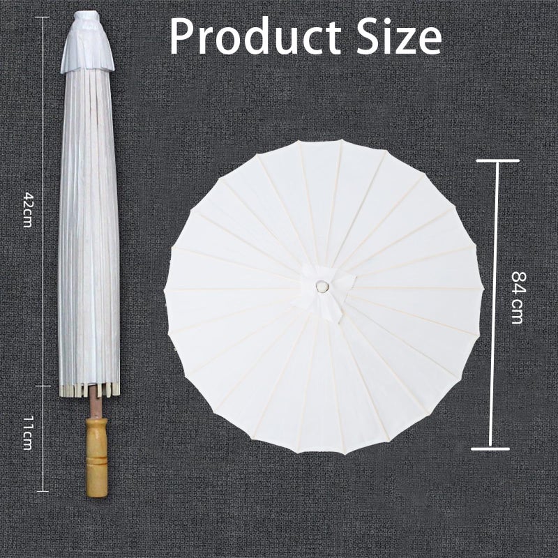 Bestage 32" Decoration Chinese Japanese Handmade Cloth Parasol Umbrella,White Decoration Asian DIY Art Dance Classical Umbrella for Wedding Parties Photography Costumes Cosplayï¼ˆ1 PCS - Image 2