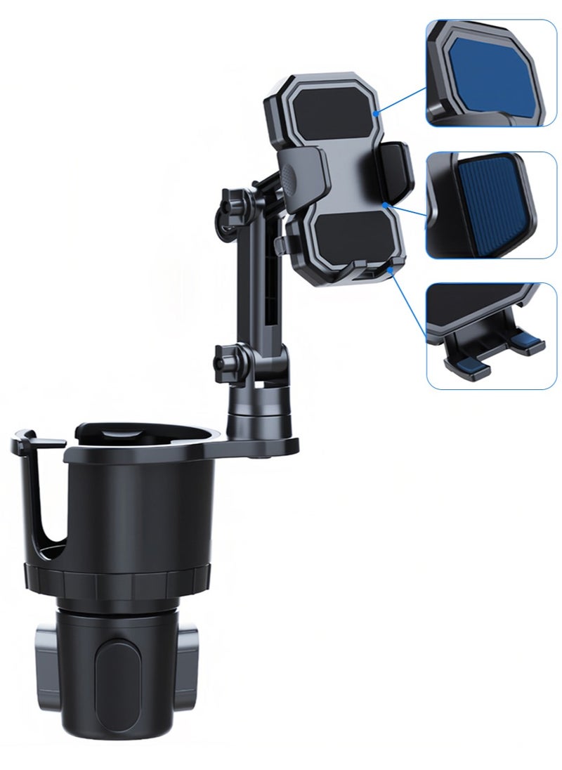Generic Car phone navigation holder | 360° rotating telescopic arm Adjustable cup holder base (2.5-4.1 inches) Dual height and angle adjustment Suitable for all car models  - Image 1