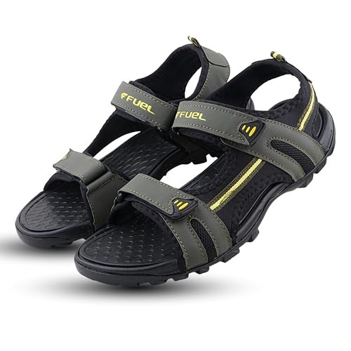 FUEL Punch-01 Comfortable & Breathable Casual Men Sandals with Anti-Skid Rubber Sole for Walking, Running & Outdoors (Olive,9UK) - Image 3