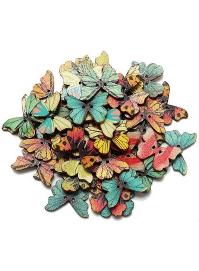 he andi 100Pc Diy Wooden Buttons A Variety Of Animal Cartoon Characters A Variety Of Colors (Can Be Selected) (Color1) - Image 1