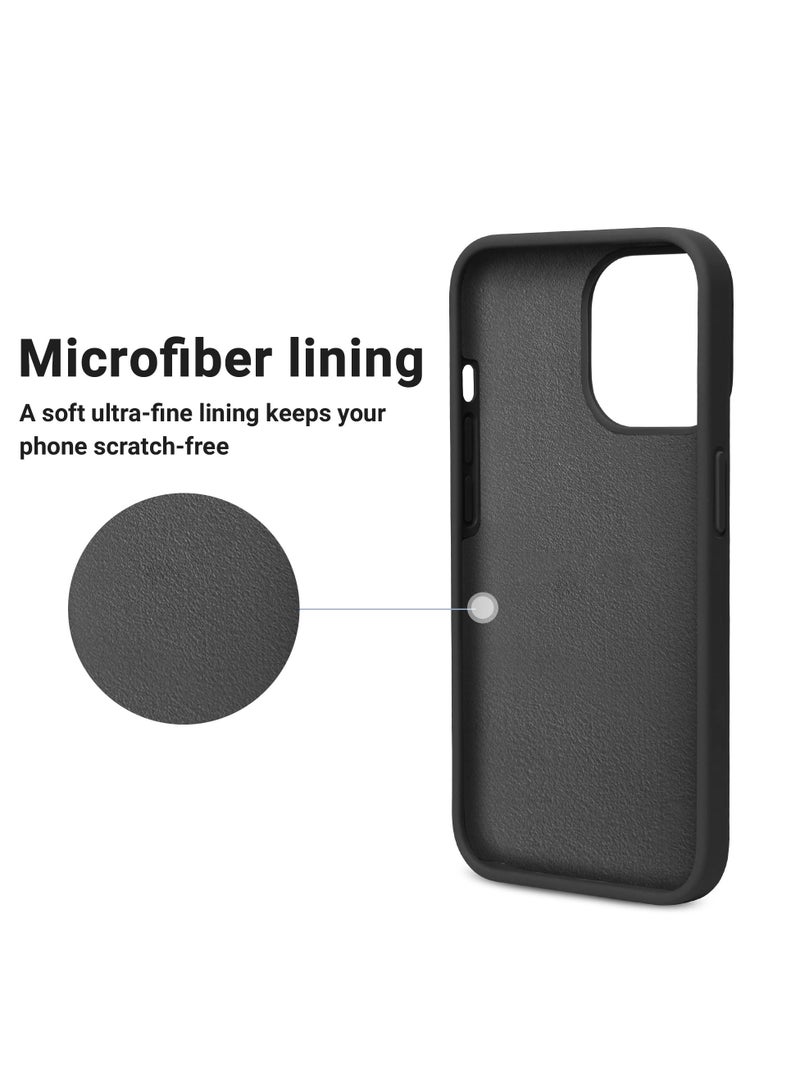 جراب هاتف نحيف من السيليكون السائل 4 طبقات من المطاط الناعم المقاوم للصدمات ومتوافق مع هاتف iPhone 12/12 Pro مقاس 6.1 بوصة مع بطانة من الألياف الدقيقة المضادة للخدش (أسود) - Image 5