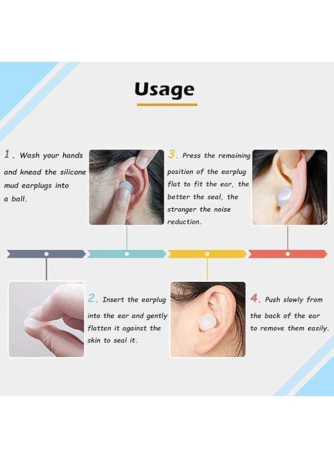 Generic - Reusable Silicone Ear Plugs For Sleeping Swimming, 32dB NRR Reusable Silicone Soft Moldable Noise Cancelling Waterproof Sound Blocking Earplugs For Snoring, Working, Airplanes,  Musicians 6 pairs - Image 1