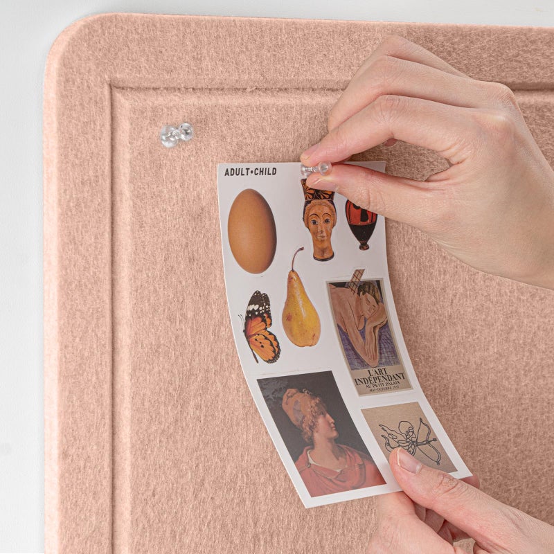 Lightomorrow Bulletin Board, 24 x 18 inches Felt Board Decorative Pin Board, Cork Board Alternative for Wall, Foldable Photo Board Self-Adhesive Vision Board Mood Board with 20 Pushpins - Mauvey Pink - Image 2